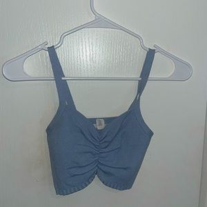 Full Tilt Rushed Light Blue Crop Top (S)